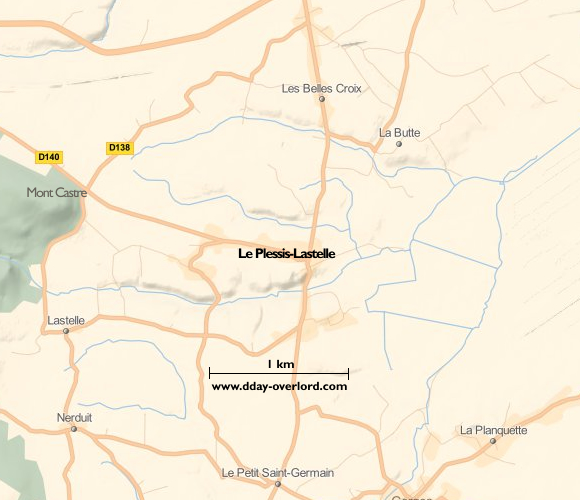 Image : carte du secteur de Le Plessis-Lastelle - Bataille de Normandie en 1944