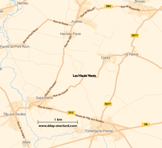 Image : carte du secteur de Les Hauts Vents - Bataille de Normandie en 1944