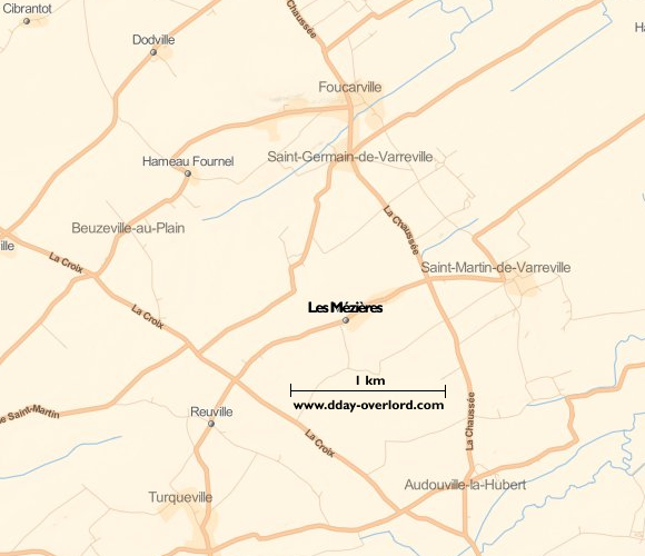 Les Mézières en 1944 - Bataille de Normandie 4 Image : carte de la commune de Les Mézières
