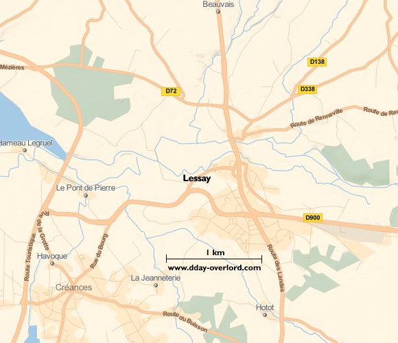 Image : carte du secteur de Lessay - Bataille de Normandie en 1944