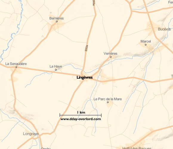 Image : carte du secteur de Lingèvres - Bataille de Normandie en 1944