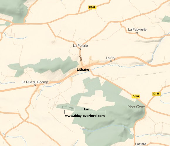 Image : carte du secteur de Lithaire - Bataille de Normandie en 1944