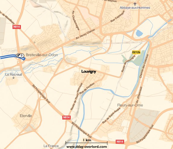 Image : carte du secteur de Louvigny- Bataille de Normandie en 1944