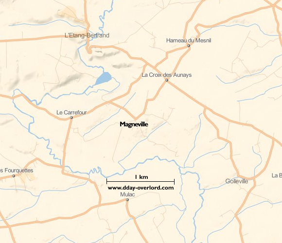 Image : carte du secteur de Magneville - Bataille de Normandie en 1944