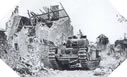 Image : Un char Churchill Britannique du RTR en observation dans la ville de Maltot le 26 juillet 1944