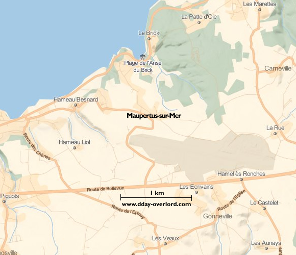 Image : carte du secteur de Maupertus-sur-Mer - Bataille de Normandie en 1944