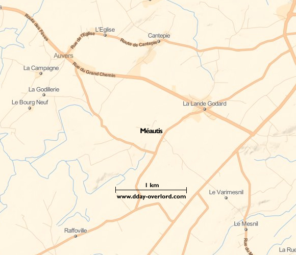 Image : carte du secteur de Méautis - Bataille de Normandie en 1944