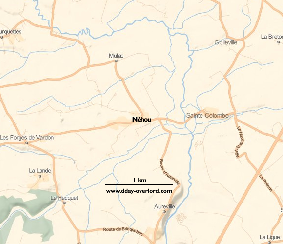 Image : carte du secteur de Néhou - Bataille de Normandie en 1944