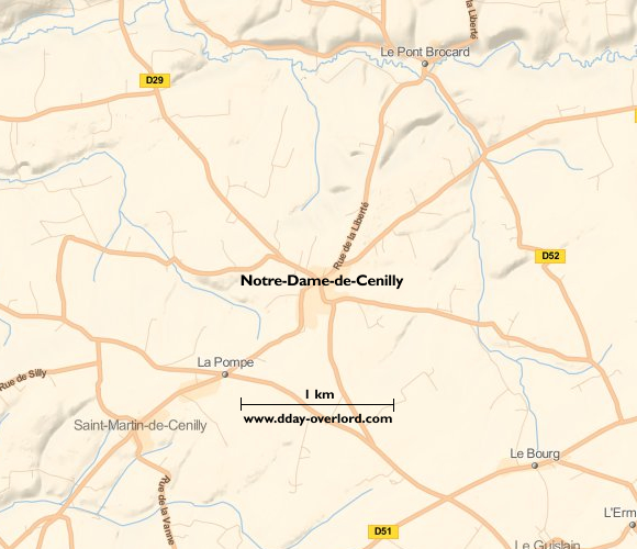 Image : carte du secteur de Notre-Dame-de-Cenilly - Bataille de Normandie en 1944