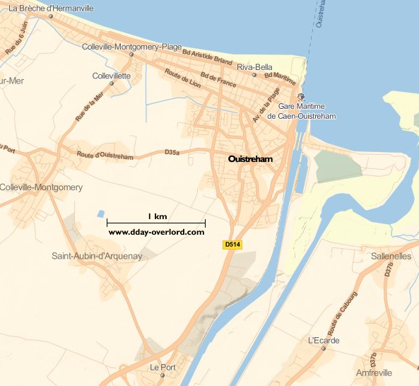 Image : carte du secteur de Ouistreham-Riva-Bella - Bataille de Normandie en 1944