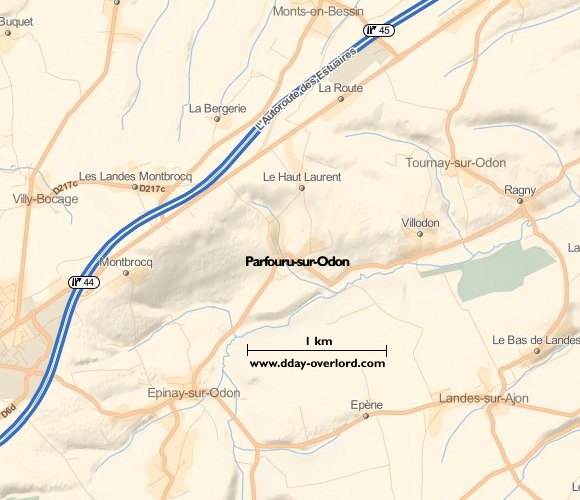 Image : carte du secteur de Parfouru-sur-Odon - Bataille de Normandie en 1944