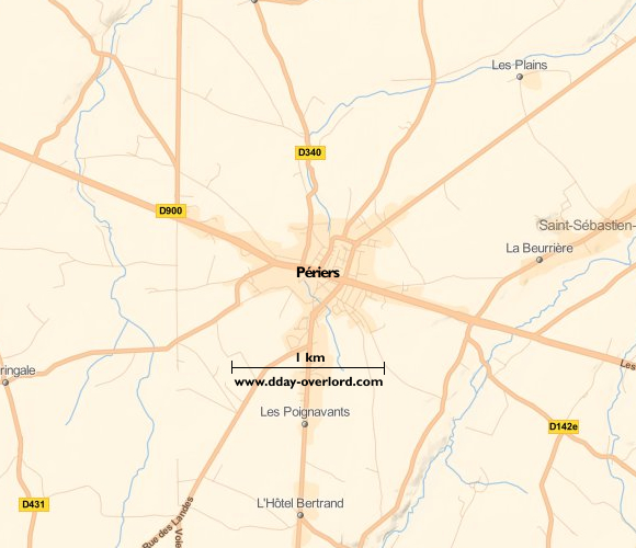 Image : carte du secteur de Périers - Bataille de Normandie en 1944