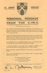 Personal message from General Montgomery