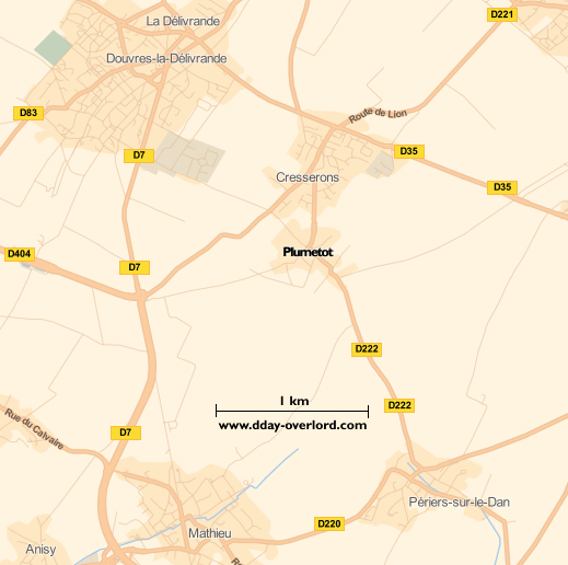 Image : carte du secteur de Plumetot - Bataille de Normandie en 1944