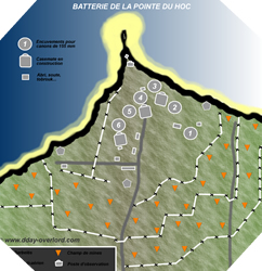 Image : plan de la batterie de la Pointe du Hoc