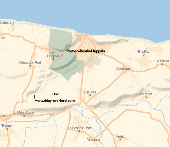 Image : carte du secteur de Port-en-Bessin - Bataille de Normandie en 1944