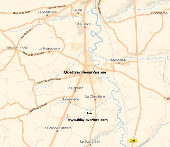 Image : carte du secteur de Quettreville-sur-Sienne - Bataille de Normandie en 1944