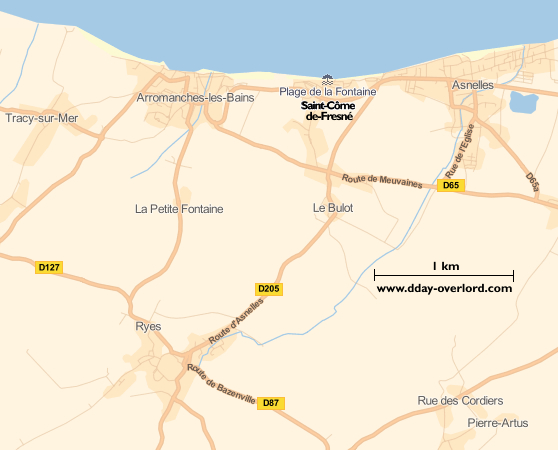 Image : carte du secteur de Saint-Côme-de-Fresné - Bataille de Normandie en 1944