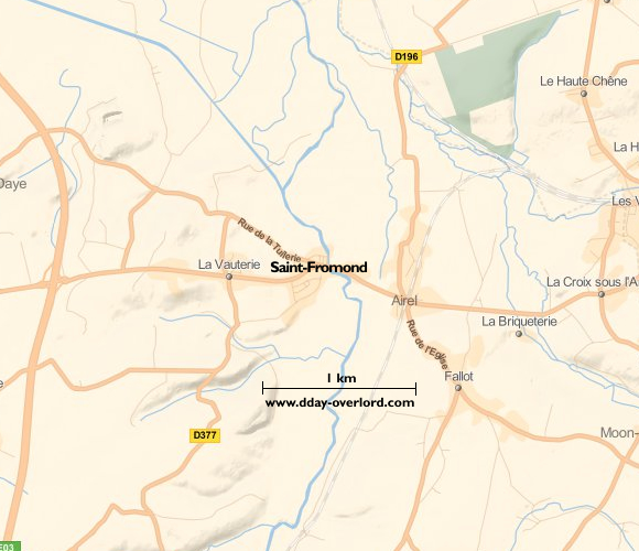 Image : carte du secteur de Saint-Fromond - Bataille de Normandie en 1944