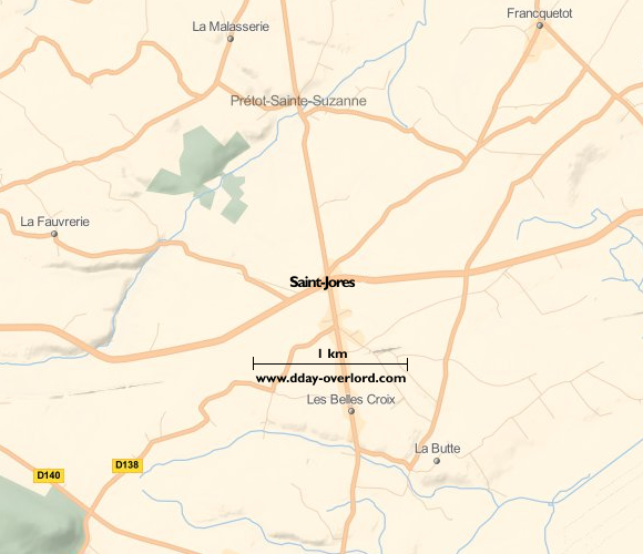 Image : carte du secteur de Saint-Jores - Bataille de Normandie en 1944