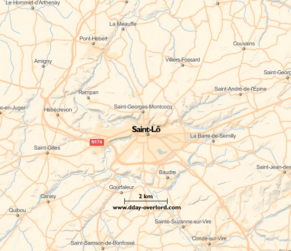 Image : carte du secteur de Saint-Lô - Bataille de Normandie en 1944