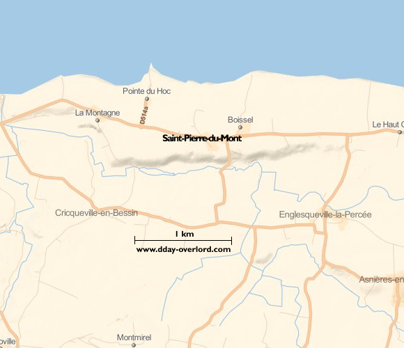 Image : carte du secteur de Saint-Pierre-du-Mont - Bataille de Normandie en 1944