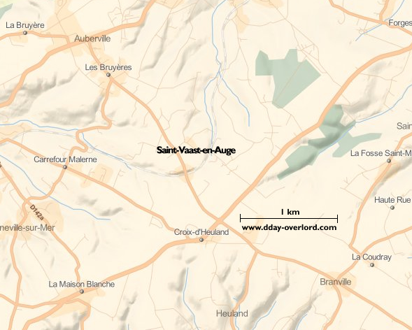 Image : carte du secteur de Saint-Vaast-en-Auge - Bataille de Normandie en 1944