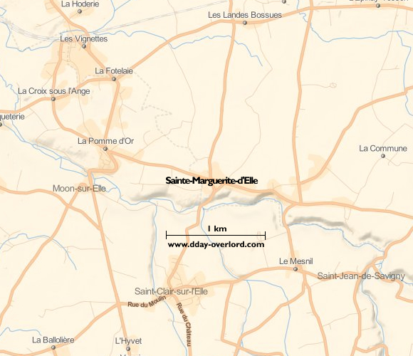 Image : carte du secteur de Sainte-Marguerite-d'Elle - Bataille de Normandie en 1944