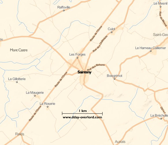 Image : carte du secteur de Sainteny - Bataille de Normandie en 1944