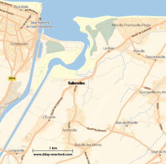 Image : carte du secteur de Sallenelles - Bataille de Normandie en 1944