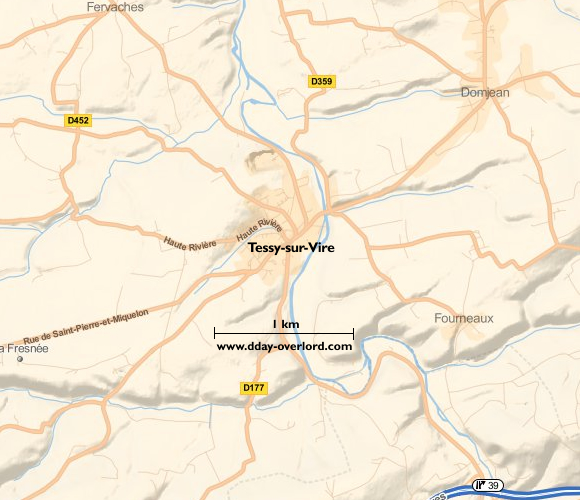 Image : carte du secteur de Tessy-sur-Vire - Bataille de Normandie en 1944