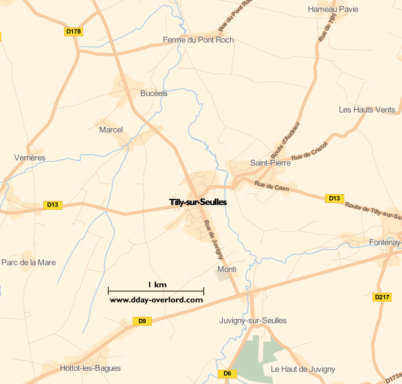 Image : carte du secteur de Tilly-sur-Seulles - Bataille de Normandie en 1944