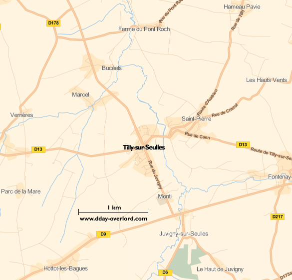 Tilly-sur-Seulles en 1944 - Bataille de Normandie 2 Image : carte du secteur de Tilly-sur-Seulles - Bataille de Normandie en 1944