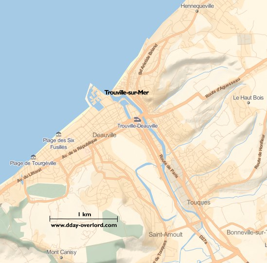 Image : carte du secteur de Trouville-sur-Mer - Bataille de Normandie en 1944
