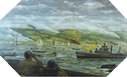 Image : Peinture de Dwight C. Shepler représentant l'USS Emmons le 6 juin 1944 devant le Wn 60 et le secteur Fox Green