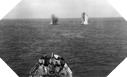 Image : L'USS Quincy engagé par les batteries de Cherbourg le 25 juin 1944