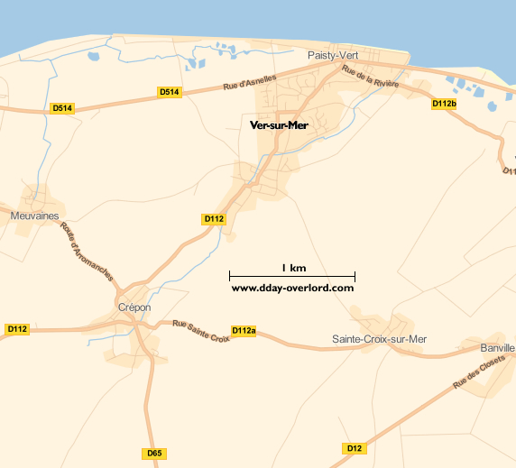 Image : carte du secteur de Ver-sur-Mer - Bataille de Normandie en 1944