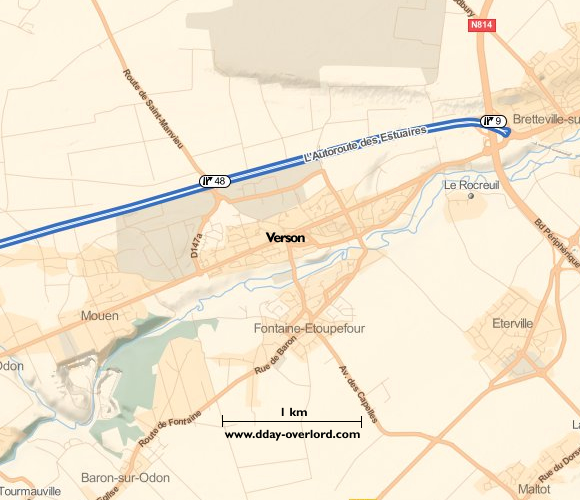 Image : carte du secteur de Verson- Bataille de Normandie en 1944