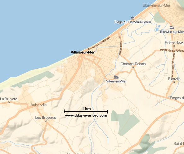 Image : carte du secteur de Villers-sur-Mer- Bataille de Normandie en 1944