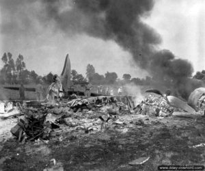 7 août 1944 : le bombardier Boeing B17 immatriculé GH 33716 du 305th BG du 40th Combat Wing de la 8th Air Force s'est écrasé dans le secteur de La Chapelle-Cécelin. Photo : US National Archives