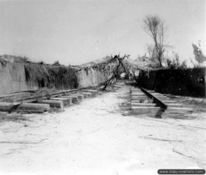 Vestiges de la base numéro 17 allemande de lancement de fusées V1 à La Sorellerie, au Mesnil au Val. Photo : US National Archives