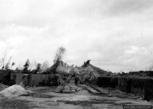 Vestiges de la base numéro 17 allemande de lancement de fusées V1 à La Sorellerie, au Mesnil au Val. Photo : US National Archives