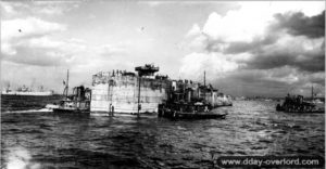 Whales elements are towed off England towards Normandy. Photo: US National Archives