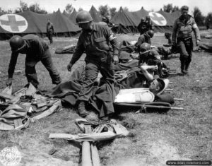 Le 42nd Field Hospital installé dans le secteur de Sainte-Mère-Eglise. Photo : US National Archives