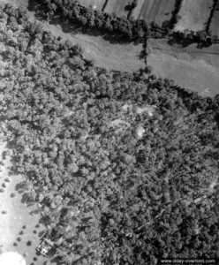La forêt de Balleroy cache, dans le secteur de Montfiquet, un dépôt de carburant allié. Photo : US National Archives