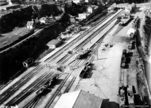Vue aérienne de la gare de Granville. Photo : US National Archives
