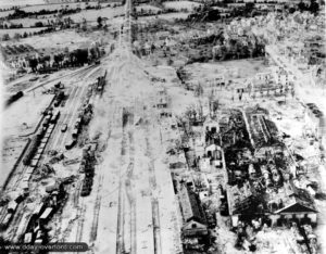 Photo aérienne de la gare d’Argentan. Photo : US National Archives
