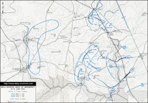 Carte des opérations de la 90ème division d’infanterie américaine à l'ouest du Merderet du 10 au 13 juin 1944 en Normandie. Photo : D-Day Overlord
