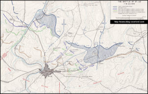 Carte des combats pour la libération de Saint-Lô du 11 au 18 juillet 1944 en Normandie. Photo : D-Day Overlord