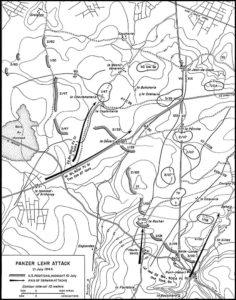 Carte de l'attaque de la cote 192 du 11 juillet 1944 en Normandie. Photo : D-Day Overlord